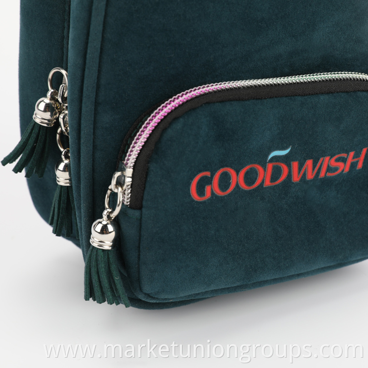 Newest Luxury Design Custom Logo Printed Small Backpack Cosmetic Bag Velvet Pouches